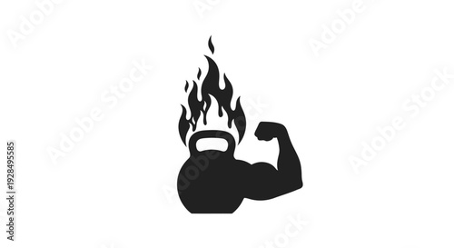Stylized Kettlebell Lamp with Fire Flame on a White Background