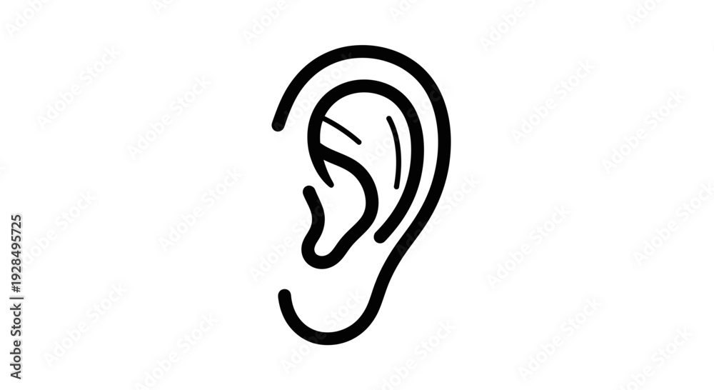 Obraz premium Abstract Ear Illustration In A Minimalist Black Line Design On White Background