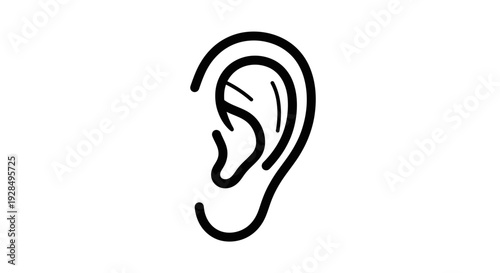 Abstract Ear Illustration In A Minimalist Black Line Design On White Background