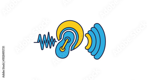 Abstract Ear Symbolizing Sound and Hearing on White Background in Modern Design