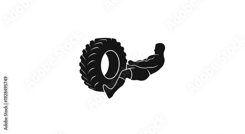 Fitness Enthusiast with Tire and Dumbbell for Workout Training