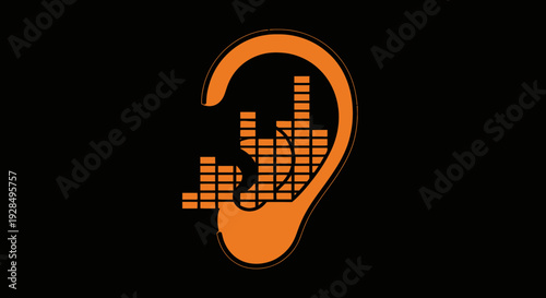 Abstract Ear With Audio Spectrum Visualization Depicting Sound Perception Concept