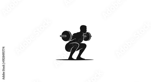 Silhouette of a Person Squatting While Holding Weights for Exercising