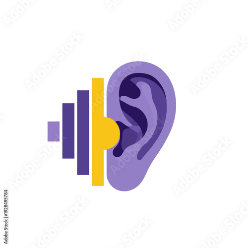 Abstract Ear Illustration With Sound Wave And Modern Color Scheme For Logo Design Purpose