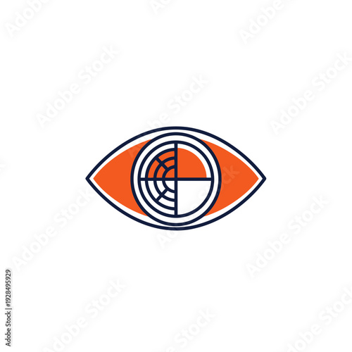 Abstract Eye Icon Depicting Vision and Focus with Graphic Concentric Circle Element