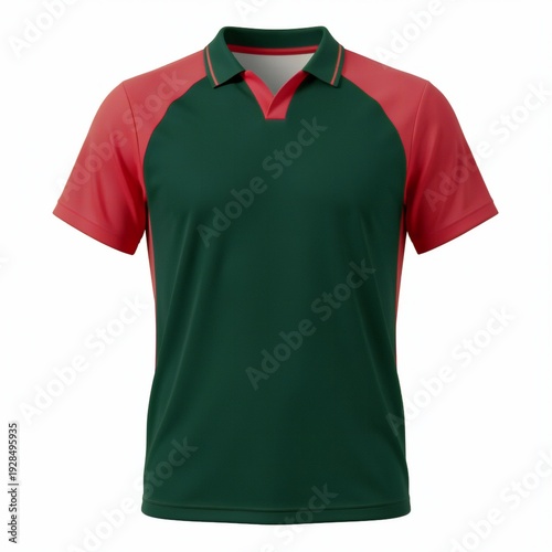 Red cotton casual t shirt isolated on white background front view blank clothing template for fashion design