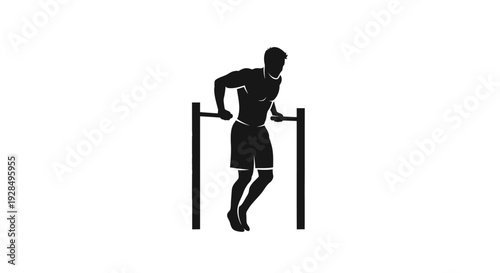 Silhouette of Man Doing Gymnastic Exercise on Parallel Bars