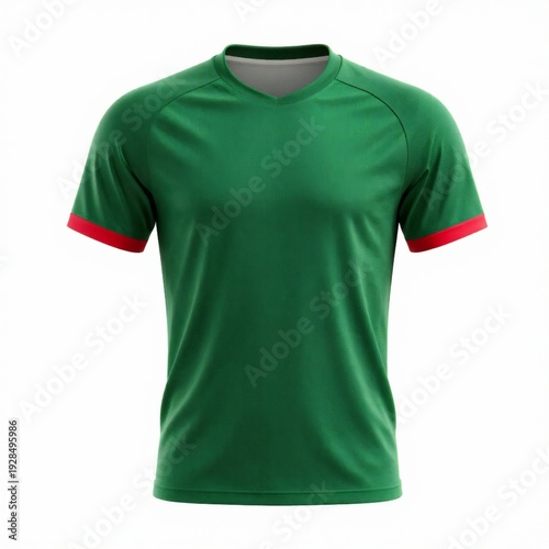 Green cotton t shirt isolated on white background front view blank casual apparel template