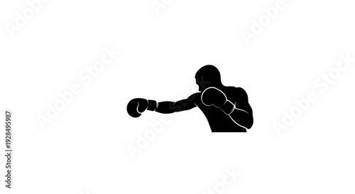 Silhouette of a Boxer Throwing a Punch in Action