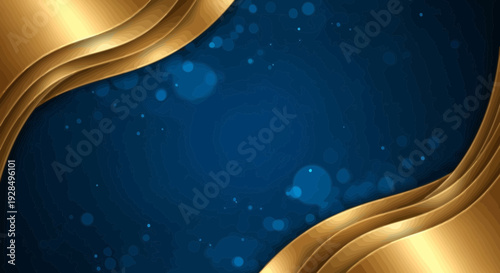 abstract golden waves, dark blue background, artistic design
