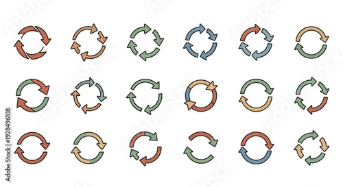 Recycling arrows set. Circular motion, cycle concept.