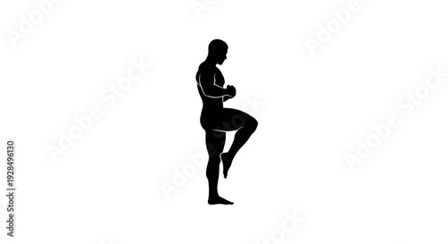 Silhouette of a Person Performing Yoga Pose on White Background