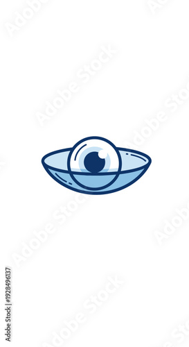 Abstract Eye Icon Resembling Contact Lens Representing Vision and Optometry Concepts