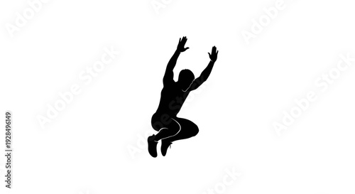 Silhouette of a Person Leaping Mid-Air Against White Background