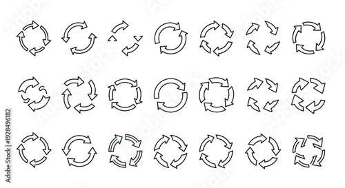 Recycling arrows, circular flow, reuse concept