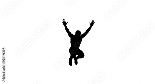 Dynamic Silhouette of a Cheerful Person Jumping in the Air