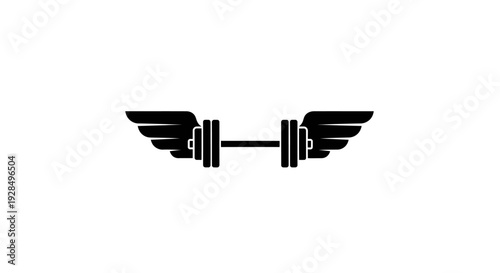Fitness and Strength Icon with Wings and Dumbbell