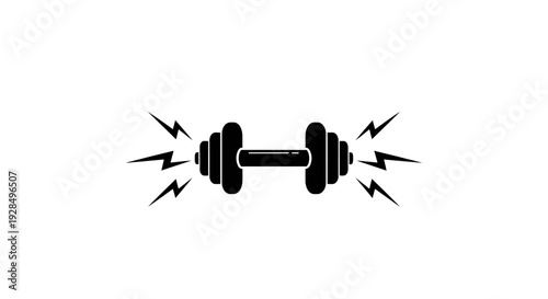 Simple Illustration of a Dumbbell with Lightning Effects for Fitness