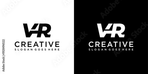 VR or RV initial letter logo design vector template