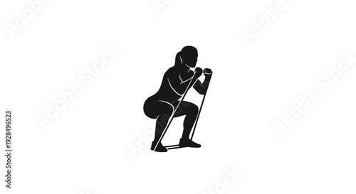 Silhouette of a person crouching while talking on a mobile phone