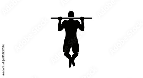 Silhouette of Person Performing Pull-Up Exercise on Horizontal Bar