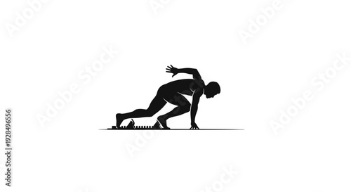 Silhouette of a person in a running start position on a treadmill