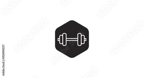 Fitness Dumbbell Icon in Hexagonal Frame for Workout and Exercise