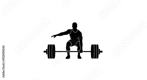 Silhouette of a Man Lifting Heavy Barbell for Strength Training