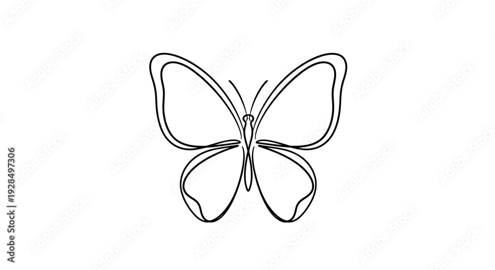 Fototapeta premium butterfly line art, elegant minimalist design, simple outline
