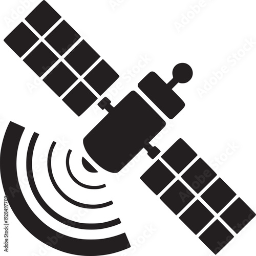 Powerful satellite icon transmitting signals for global communication networks and technology solutions today