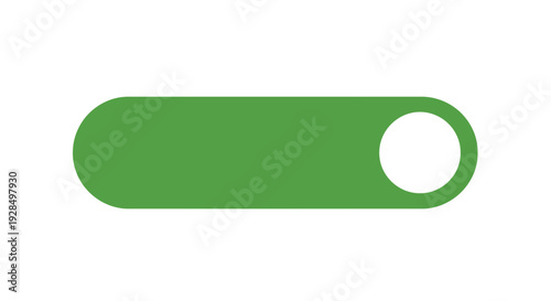 green toggle switch, on state, white circle, technology concept