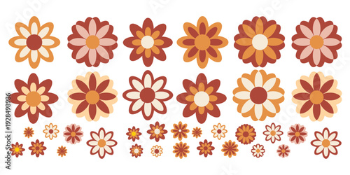 Retro Flower Graphics Set vector illustration