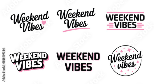 Weekend vibes text and graphic designs Keywords: weekend, vibes, text, lettering, typography