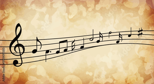 musical notes on staff, vintage background