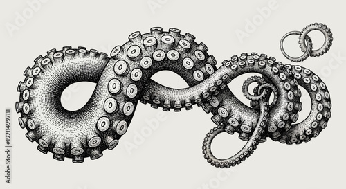 octopus tentacles illustration, vintage engraving of marine life