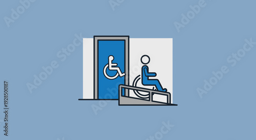 Accessibility And Inclusion Symbolized By A Wheelchair Ramp And Accessible Restroom