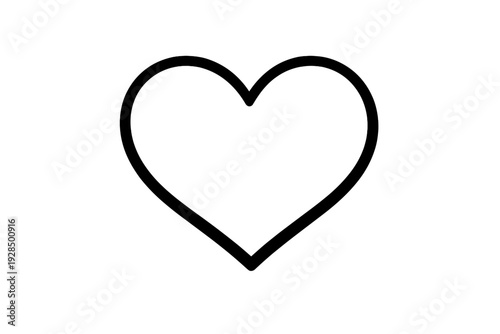 A minimalist white outline of a heart shape is centered on a solid black background. The thin line has a slightly textured appearance, creating a clean and romantic graphic design.