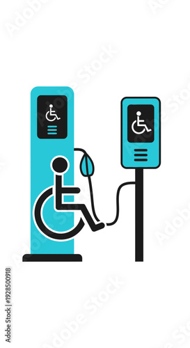 Accessible Electric Vehicle Charging Station Icons Illustrating Mobility Solutions and Modernity