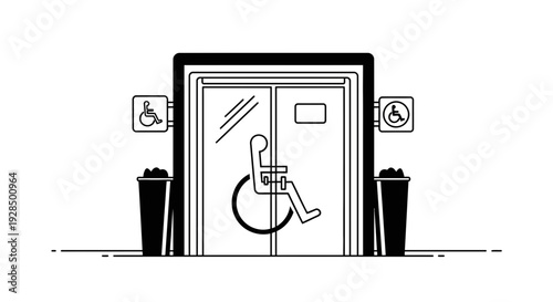 Accessible Entrance Illustration Depicting Modern Inclusive Design for Public Spaces