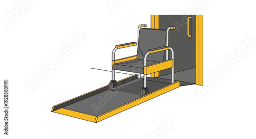 Accessible Entrance Illustration Depicting Wheelchair Ramp For Architectural Design