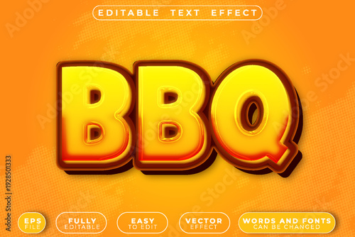 BBQ Grill Barbecue Steak Smoke Flame Vector Fully Editable Smart Object Text Effect