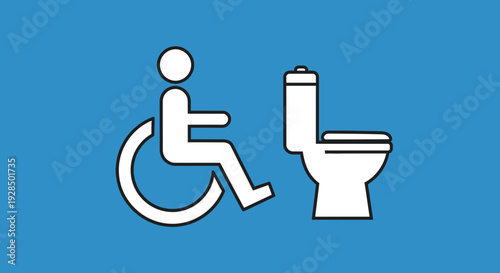 Accessible Restroom Sign Displayed On Blue Background Promoting Inclusivity and Availability