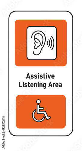 Accessible Venue Sign: Designated Zones for Hearing Assistance and Wheelchair Accessibility