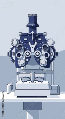 Aesthetic Depiction Of A Phoropter: A Precision Tool For Comprehensive Eye Examinations