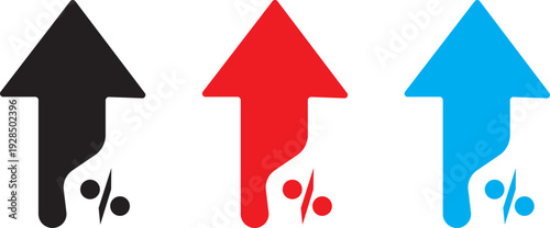 percentage icons, percent arrows icon set .Percent arrow up and down flat and line style symbols