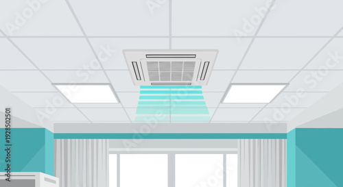 Air Conditioning System and Ceiling Mounted Ventilation For Climate Control