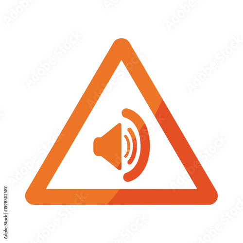 Alerting Audio Icon Within Triangular Warning Sign Illustrating Sound Communication Systems