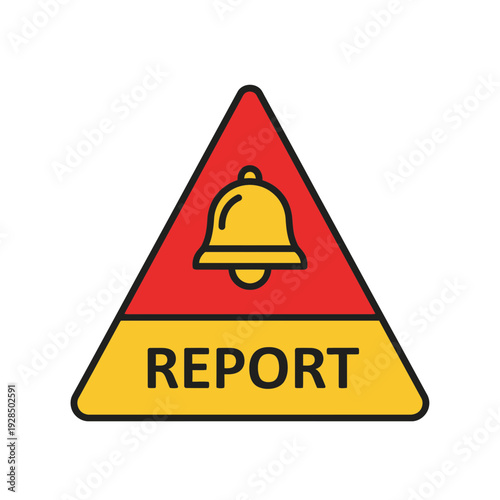 Alerting Notification Icon Indicating Reporting Procedures and Important Updates with Bell Shape