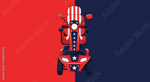 American Mobility Scooter With Patriotic Design On Red And Blue Background