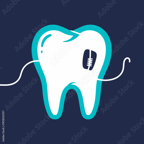 Animated Tooth With Football Cavity Illustrates Dental Care and Oral Health Concept